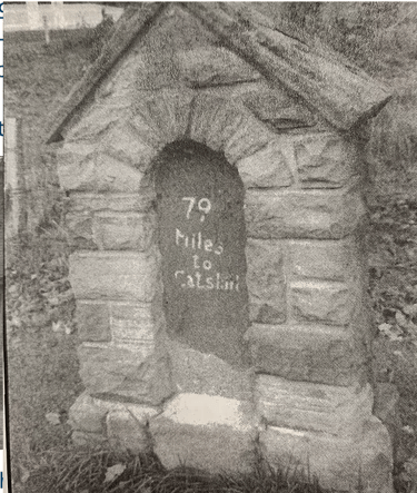 Mile marker, 79 miles to Catskill, stone marker